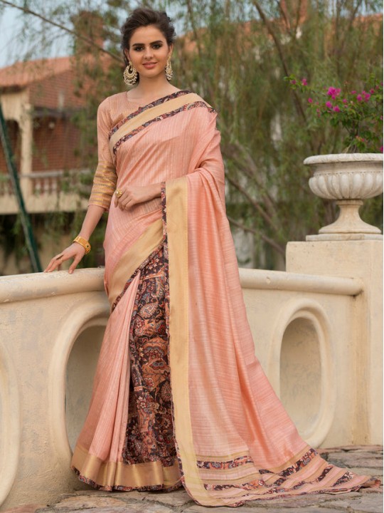 Digi Silk Women's Art Silk Pink Saree