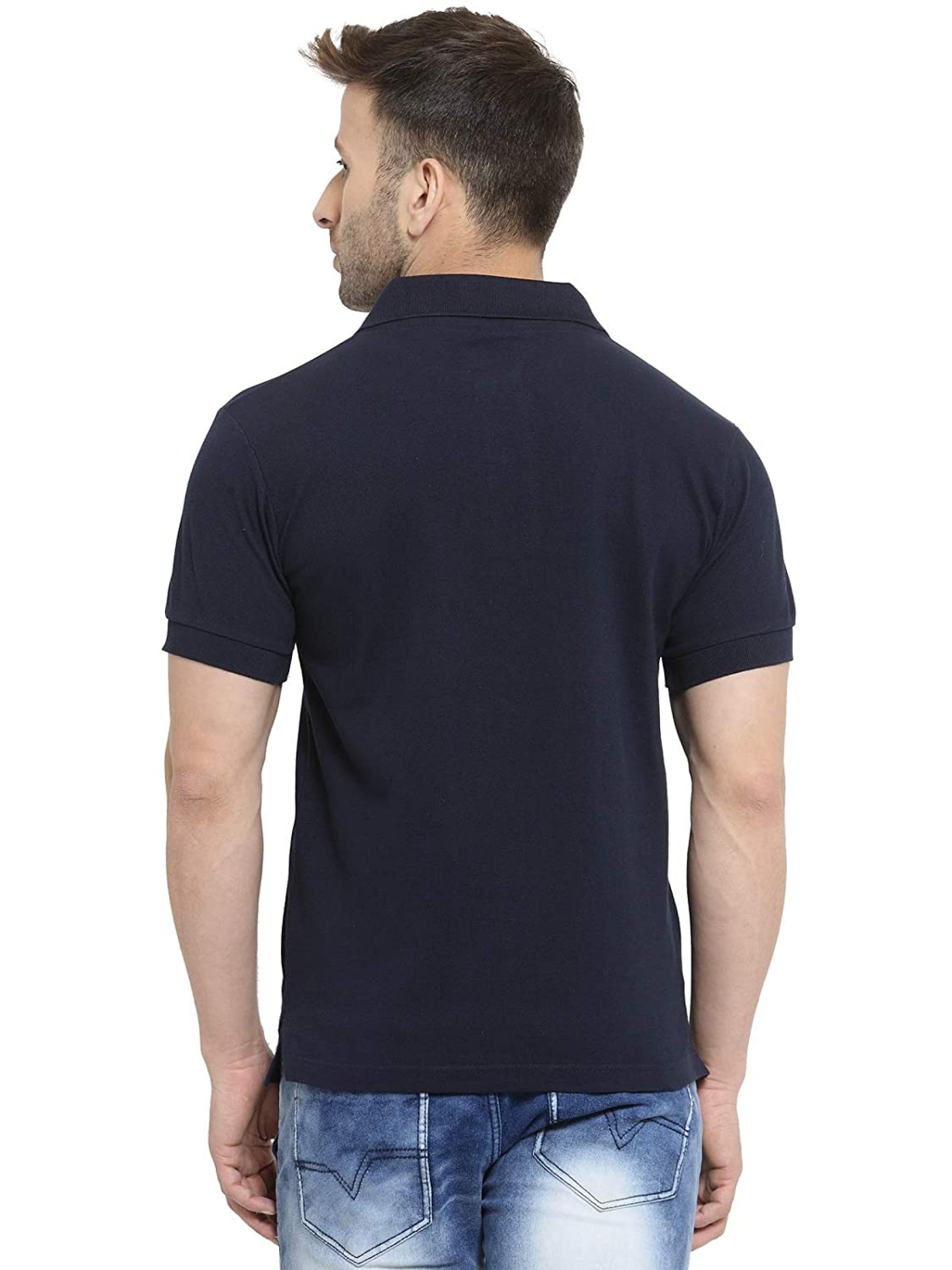 Men's Comfortable Soft Cotton Blend Plain/Solid Polo Neck Collar Half Sleeve Regular Fit T-Shirt