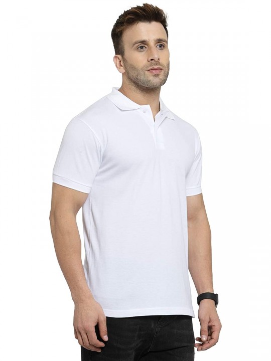 Men's Comfortable Soft Cotton Blend Plain/Solid Polo Neck Collar Half Sleeve Regular Fit T-Shirt